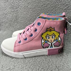 Size 5- Nintendo Girls Princess Peach High Top Shoes NWT Pink Cute Super Mario